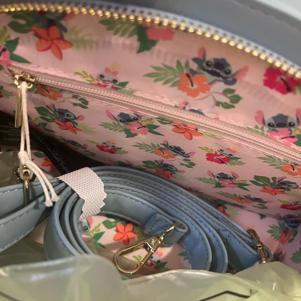 Loungefly Green and Blue Crossbody Bag with Stitch Design - Picture 3 of 3